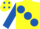 Silk - Yellow, large Royal Blue spots, sleeves and spots on cap