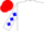 Silk - White, red circled 'V', red and blue diamonds on sleeves, red cap
