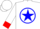 Silk - White, red 'A' in blue star circle on back, red cuffs
