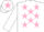 Silk - WHITE, pink stars, white cap, pink star