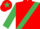 Silk - RED, emerald green sash & sleeves, red cap, emerald green star