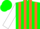 Silk - Green, Orange Stripes, White Sleeves with Green Striped Cuffs, Green Cap