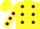 Silk - Yellow with purple poka spots on front, back an