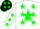 Silk - White, white F on green star, green 'SANCHEZ'  on back, green stars on fron