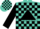 Silk - Turquoise, black triangle on back, black blocks on sleeves