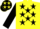 Silk - yellow, four black stars, black sleeves