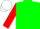 Silk - Green, red sleeves, white 'Paisano', white cap