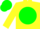 Silk - Yellow, yellow 'A' on green disc, green cap