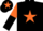 Silk - Black, Orange star, Orange and Black halved sleeves, Orange star on cap
