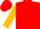 Silk - RED, yellow ' HMM ', red band on gold sleeves, red cap