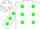 Silk - White,green spots,green spots on