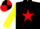 Silk - BLACK, red star, yellow sleeves, black & red quartered cap