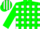 Silk - GREEN & WHITE Blocks, Green Stripes on Slvs
