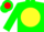 Silk - Green, red rose on yellow disc, green and yellow h
