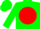 Silk - Green, light green 'M' in red disc, green cap