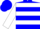 Silk - Blue, white Yes emblem, white hoops on sleeves