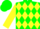 Silk - Green, yellow diamonds, yellow sleeves, green