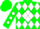 Silk - Green, white diamond 'RS' on back, white diamonds on s