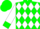 Silk - Green & white diamonds, green cuffs on white sleeves