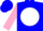 Silk - Blue, pink 'H' on white disc, pink bars on sleeves, blue cap
