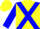 Silk - Yellow, blue cross belts, blue bars on sleeves, yellow cap