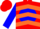 Silk - Red, blue disc and emblem, orange chevrons on blue sleeves, red