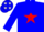 Silk - BLUE, red star, white 'Anderson Ranch', blue stars on red sleeve