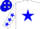 Silk - White, blue Star, white C T, white sleeves, blue stars