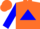 Silk - Orange, dk. blue triangle, orange Guess ?, dk. blue block sleeves