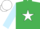 Silk - Emerald Green, White star, Light Blue sleeves, White cap