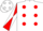 Silk - White, Red spots, Red and White Diagonally Quartered Sleeves