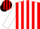 Silk - RED, black 'UPCOUNTRY' on white stripes, multi-colored bars on white sleeves