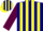 Silk - Navy blue, yellow sunset emblem & stripes, maroon sleeves, yellow cu