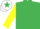 Silk - EMERALD GREEN, yellow sleeves, white cap, emerald green star