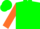 Silk - Green, orange 'FIVE SUNS FARM', orange bars on sle