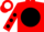 Silk - Red, White 'H' on Black disc, Black spots on Sleeves