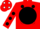 Silk - Red, white 'H' on black disc, black spots