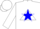 Silk - White, white triangle on blue star, white cap