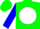 Silk - Green, Blue 'SF' on White disc, White discs, White disc on Blue Sleeves, Green Cap