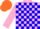 Silk - Pink, blue blocks, orange cap