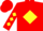 Silk - RED, Red 'C' on White and Yellow Diamond, Yellow Diamonds on Sleeves