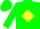 Silk - Green, red 'C' on yellow diamond, green cap