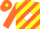 Silk - Orange,yellow diagonal stripes,'TW' in white diamond on back