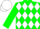 Silk - Green and White Diamonds, White Cap