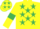 Silk - Yellow, Emerald Green stars, armlets and stars on cap