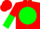 Silk - Red, Green disc, White 'VRC', Red and Green Vertical Halved