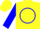 Silk - Yellow, Blue Circle and 'T', Blue Sleeves, Two Yellow Hoops, Blue and