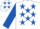 Silk - WHITE, ROYAL BLUE stars, sleeves and stars on cap