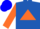 Silk - Royal Blue, Orange Triangle, Orange Sleeves, Two Blue Hoops, Orange and Blue Cap