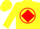 Silk - Yellow, red diamond circle 'V' on back, yellow circl